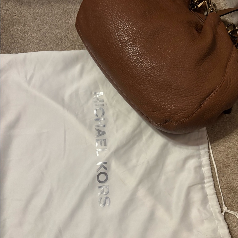 Michael Kors Brown Pebbled Leather Shoulder Bag